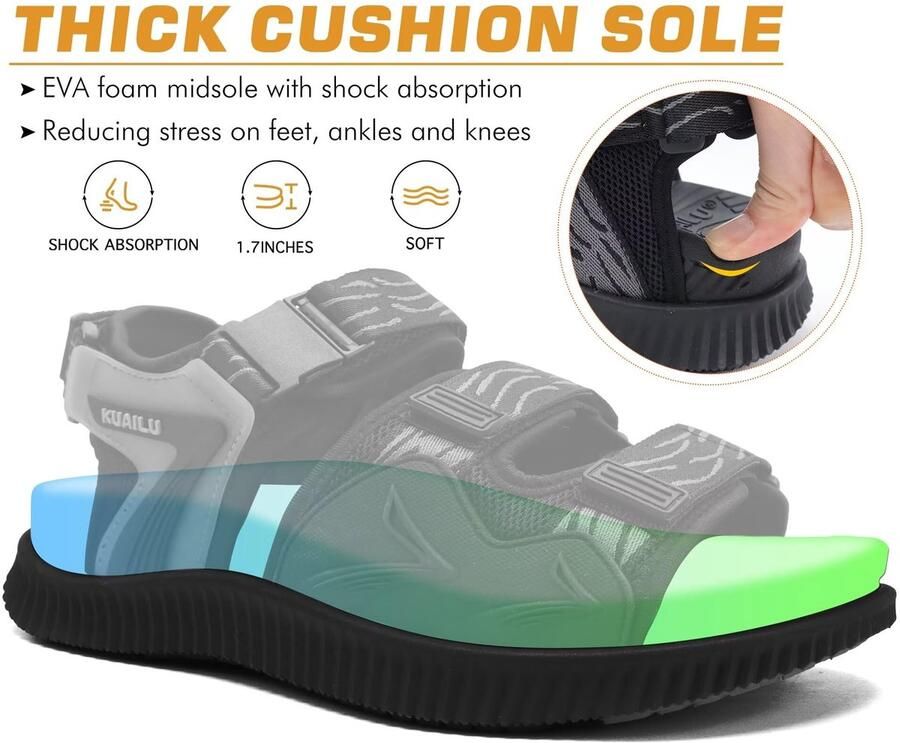 SnelShoppen Trekking Sandalen Heren Comfortabele Orthopedische Wandelschoenen Sportieve Zomer Sandalen Verstelbare Klittenband Schoenen Lich