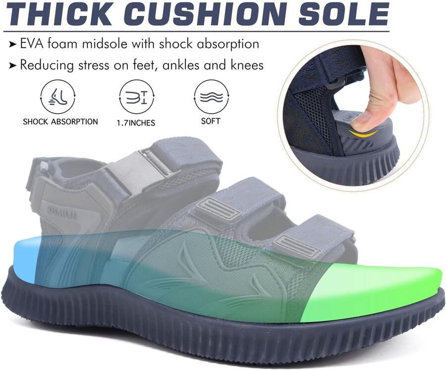 SnelShoppen Trekking Sandalen Heren Comfortabele Orthopedische Wandelschoenen Sportieve Zomer Sandalen Verstelbare Klittenband Lichtgewicht