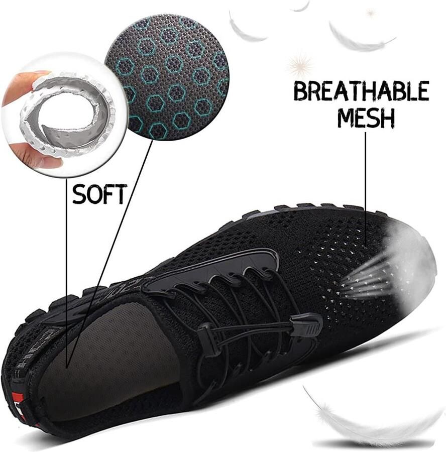 SnelShoppen Trekking Sandalen Heren Outdoor Strandschoenen Zwart 47 EU Ademend Licht Sneldrogend voor Wandelen Vissen Zomer Activiteiten