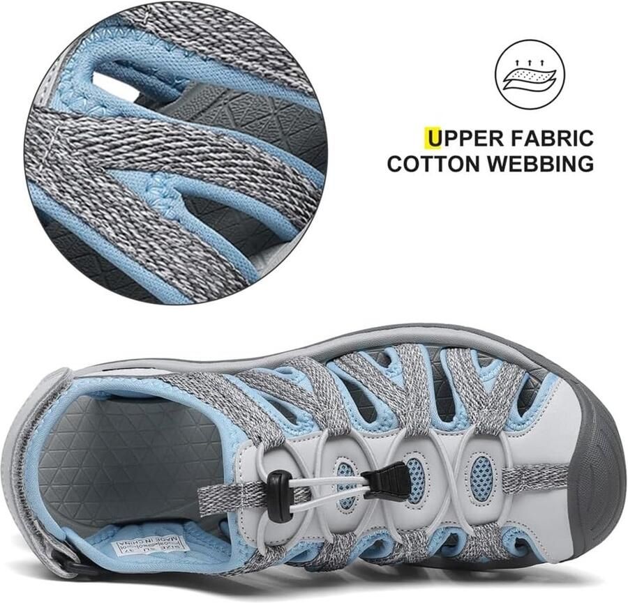 SnelShoppen Trekkingsandalen Dames Ademend Comfortabel Gesloten Tenen Zomersandalen Wandelsandalen Outdoor Sportsandalen Verstelbare Klittenb