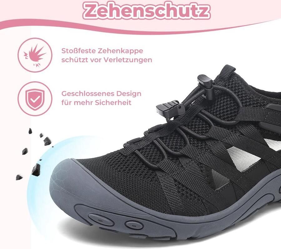 SnelShoppen Trekkingsandalen Dames Ademend en Antislip Wandelsandalen Comfortabele Gesloten Sandalen Zwart Perfect voor Camping en B