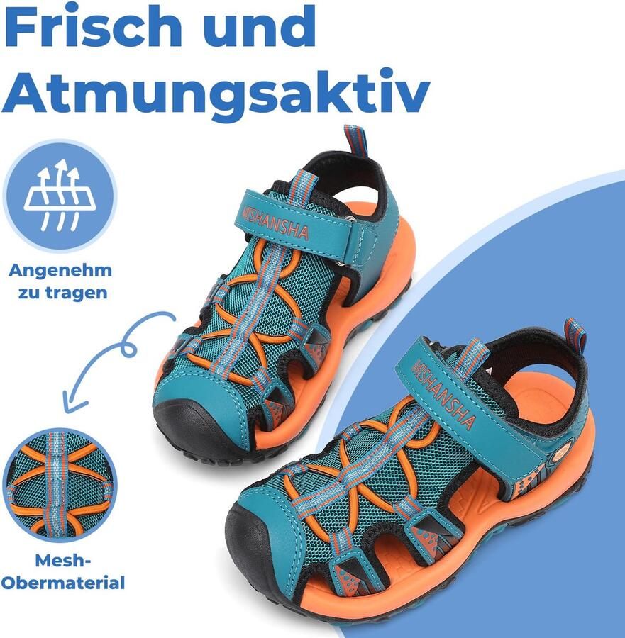 SnelShoppen Zomersandalen voor jongens gesloten teen duurzaam en comfortabel outdoor sandalen 25-38 Blauw ideaal voor speelplezier camping en