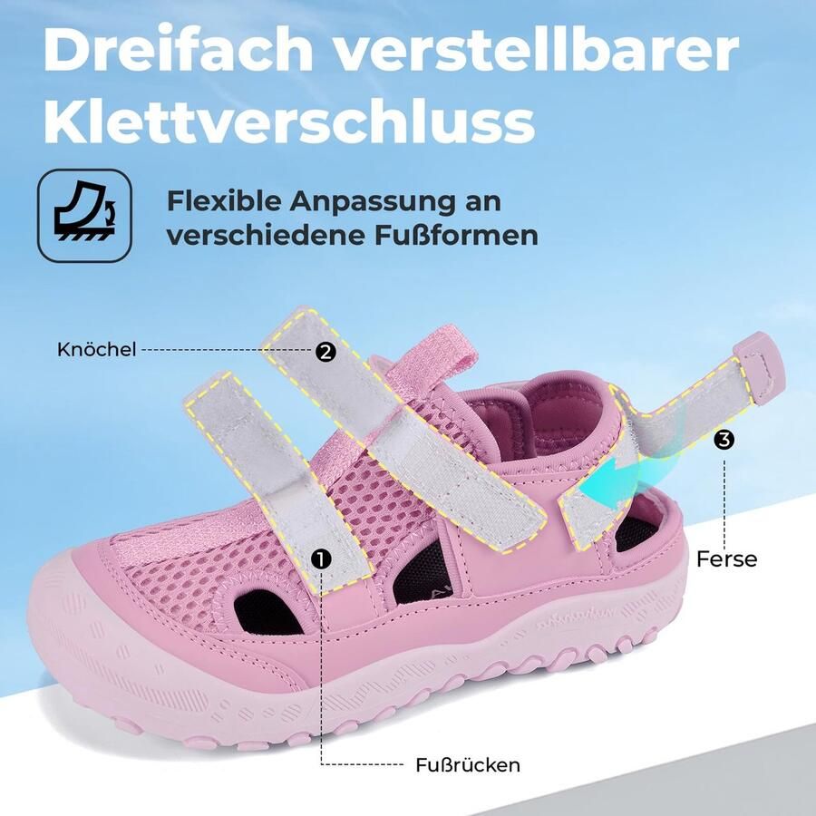 SnelShoppen Trekkingsandalen met gesloten neus voor kinderen en ade d antislip geschikt voor Roze perfect voor b