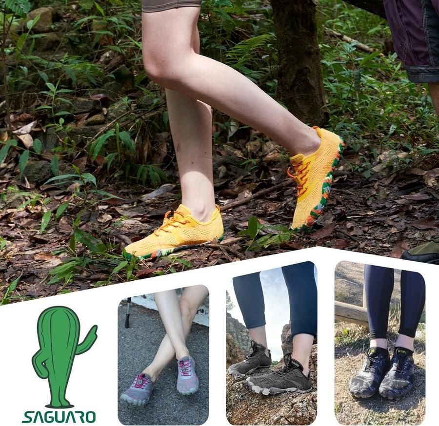 SnelShoppen Ultralight Blotevoeten Trail Running Schoenen Non-slip Barefoot Schoenen met Brede Teen Box Roze EU voor Train