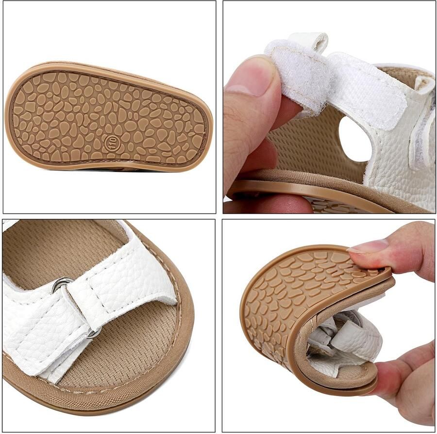 SnelShoppen Uniseks Sandalen voor Baby's Antislip Babyschoenen voor Eerste Stapjes Zomerschoenen voor en F Wit