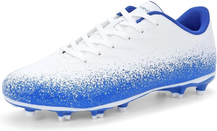 SnelShoppen Uniseks Volwassenen Voetbalschoenen voor nen en Antislip Multi Ground Voetbalschoenen met Lichtgewicht Demping (Wit Blauw