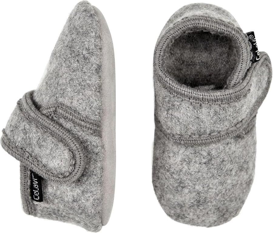 SnelShoppen Unisex Baby Schoenen Slippers van Wol Antislip Suède Zool Klittenbandsluiting EU Ge gd Grijs Ideaal voor Kinderen