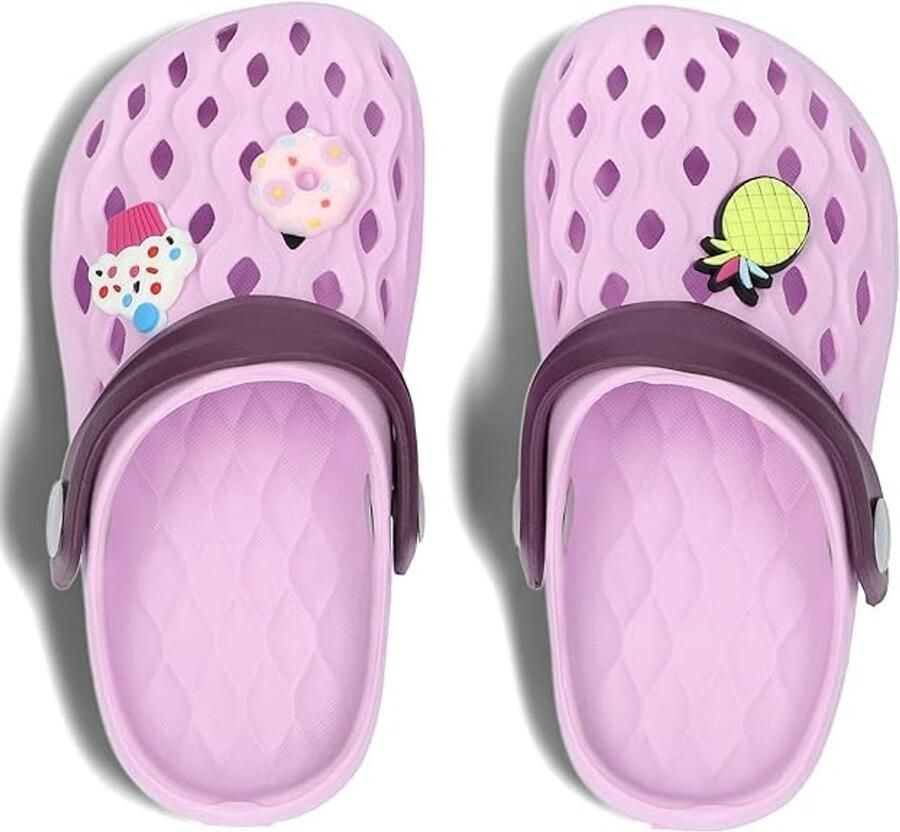 SnelShoppen Unisex Kinderen Eva Klompen Lichtgewicht Tuin Schoenen 24-34 EU voor en Lila Perfect voor Tuin Camping en Speelplez