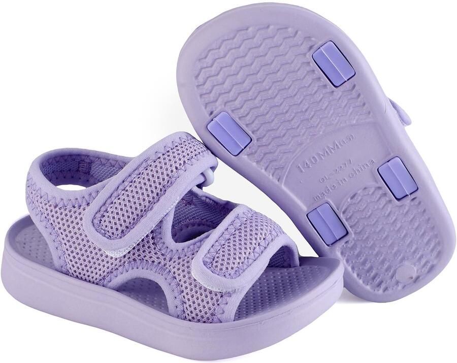 SnelShoppen Unisex Kinderen Zomer Sandalen Baby Anti-Slip Open Teen Verstelbare Wandelschoenen voor Paars UK Child