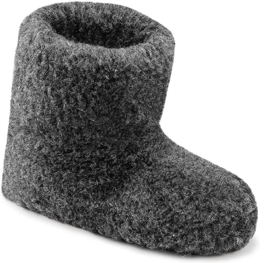 SnelShoppen Unisex Puur Schapenwol Warm Wol Pantoffels Boots Schapenvacht OLE 44 Antraciet Comfortabele Binnenpantoffels voor Koude Dagen