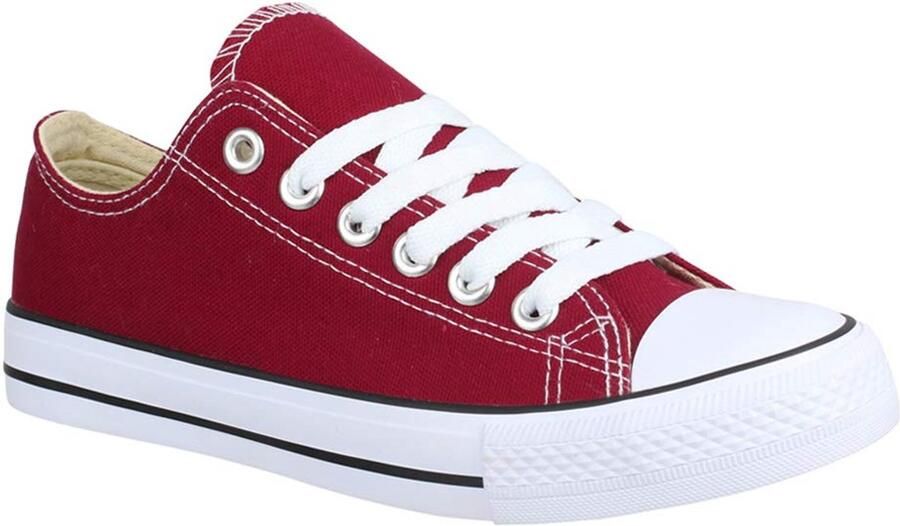 SnelShoppen Unisex Sneaker Textiel Sportschoenen Lage Top Chunky Rayan B-YD3230 Bordorot Comfortabele Casual Sneakers voor Vrije Tijd
