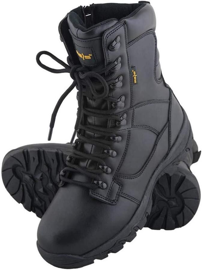 SnelShoppen Veiligheidschoenen Reis BRPATROL39 Zwart Leren Enkelboots Stalen Neus Waterdicht Antislip Ideaal voor Bouw en Werk