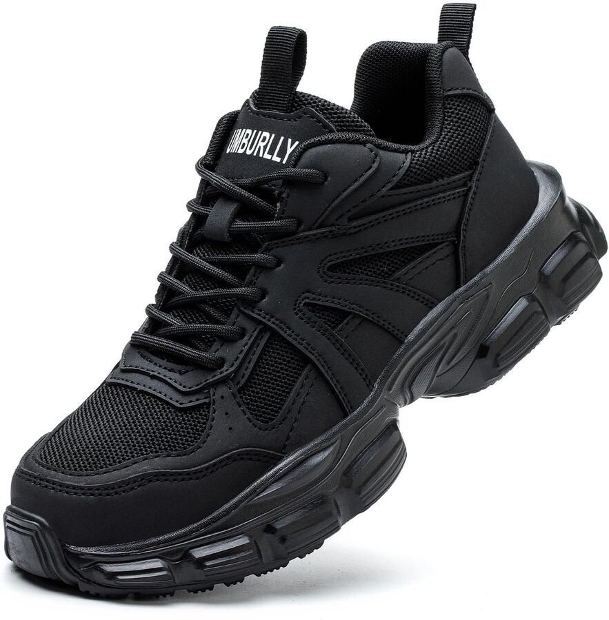 SnelShoppen Veiligheidstrainers dames lichtgewicht ademend stalen neus sneakers antislip werkschoenen industriële sneakers zwart