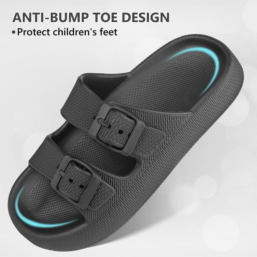 SnelShoppen Verstelbare Kids Cloud Slides voor en Dubbele Gesp EVA Platte Sandalen voor Zomer Kussen Slippers voor Douche Str