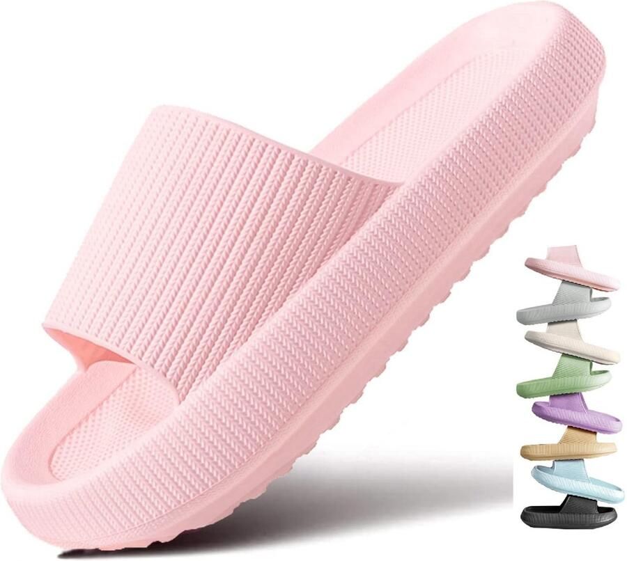 SnelShoppen VEXITO Antislip Badslippers Unisex Kussen Zachte Badpantoffels Roze voor Strand Douche Thuisgebruik