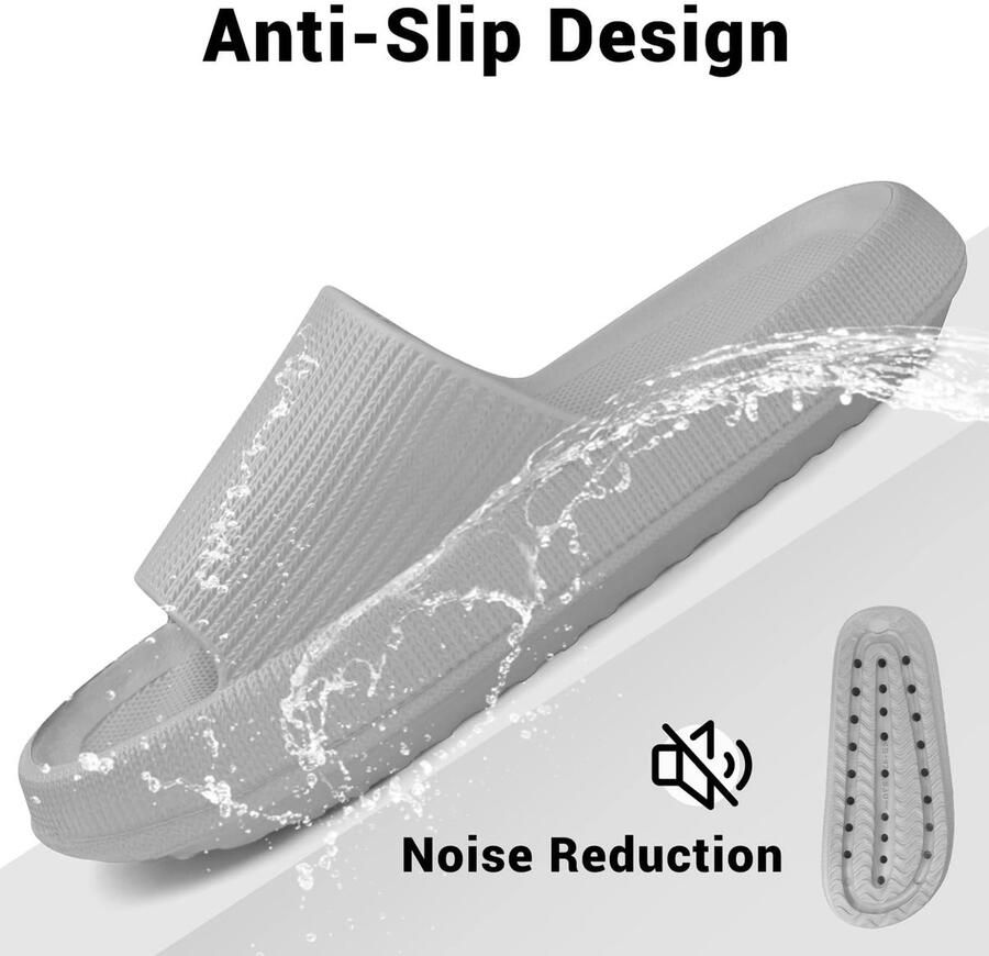 SnelShoppen VEXITO Cloud Slides Slippers Antislip Badslippers Cushionaire Sandals Unisex Zachte Bathing Beach Pantoffels Grijs
