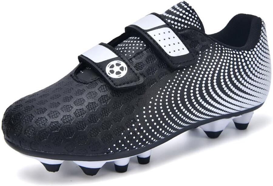 SnelShoppen Voetbalschoenen Kinderen en Low-Top Anti-Slip Voetbal Trainin Schoenen Zwart Wit Comfortabele Spikes U