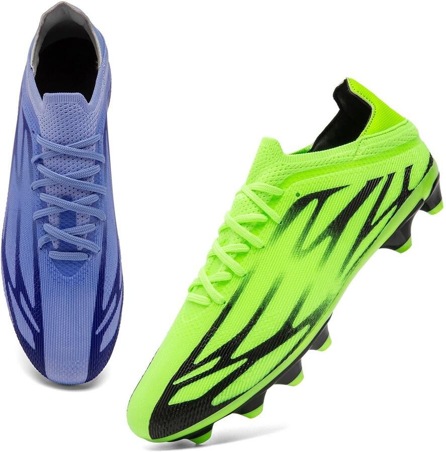 SnelShoppen Voetbalschoenen Heren Astro Turf Trainers Groen Paars 38.5 EU Professionele Atletiek Sneakers Tieners Outdoor Training Voetbalschoenen