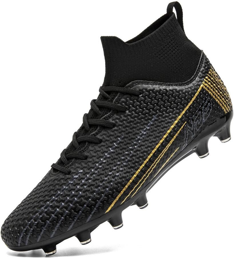 SnelShoppen Voetbalschoenen en Noppen voor Natuurgras en Kunstgras Hoge Top Antislip Trainingsschoenen Zwart EU Voor Binne