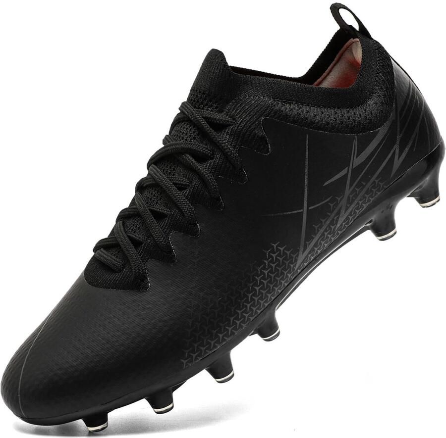 SnelShoppen Voetbalschoenen Heren Kunstgras Noppen Outdoor Trainingsschoenen Zwart Zilver voor Jongens en Kinderen