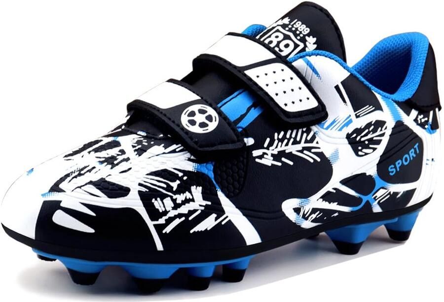 SnelShoppen Voetbalschoenen 30EU Kunstgras Antislip Trainingsschoenen Lichtgewicht Ade d Soccer Schoenen Wit Blauw voor Sport en