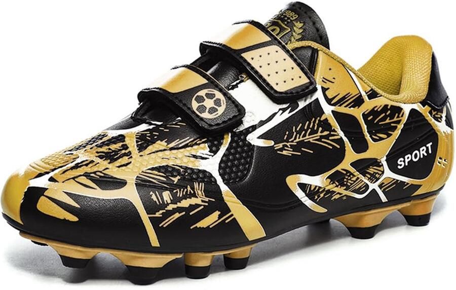 SnelShoppen Voetbalschoenen Lichtgewicht Ade d Sneakers Anti-Slip Football Schoenen Low-Top Spikes Zomer Zwart Goud 35EU
