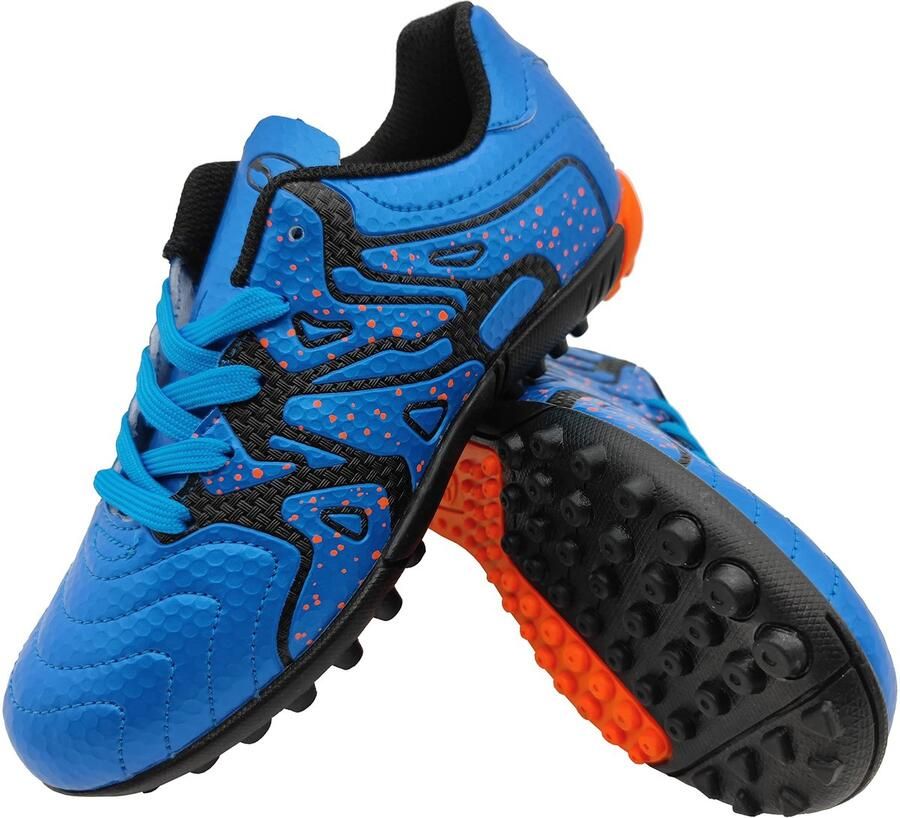 SnelShoppen Voetbalschoenen Kinderen Turf Schoenplaten Jeugd Lace-up Blauw Casual Outdoor Trainers voor Firm Ground Big Kid