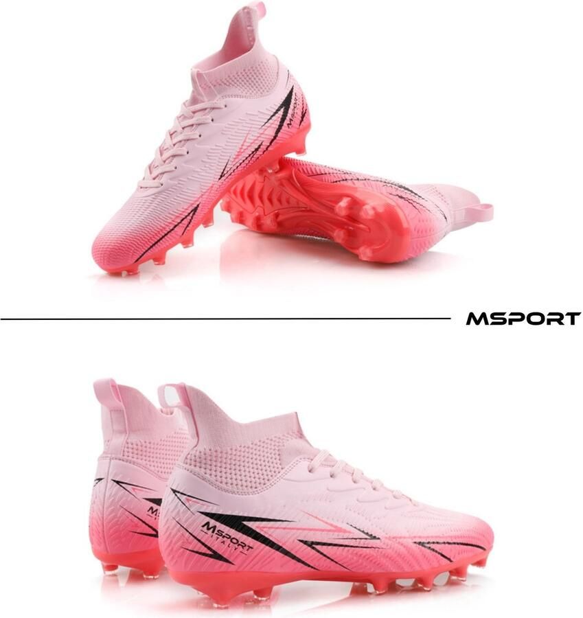 SnelShoppen Voetbalschoenen voor en antislip lichtgewicht en comfortabel ideaal voor natuurlijk en kunstgras Roze