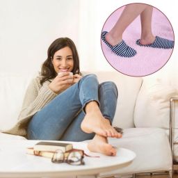 SnelShoppen Vouwbare Blauwe Katoenen Slippers voor Buiten Lichtgewicht en Comfortabel EU Ideaal voor Thuis Reizen Hotel en In-Flig