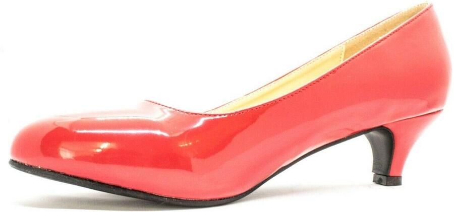 SnelShoppen Vrouwen Kitten Heel Pump Rood Patent 42 EU Elegante Hakken voor Feest Avond en Casual Gelegenheden