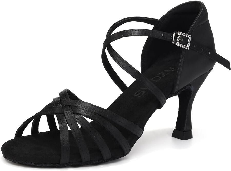 SnelShoppen Vrouwen Latijn Dans Schoenen Salsa Ballroom Tango Oefenschoenen Zwart Suède Ideaal voor Danslessen en Feesten
