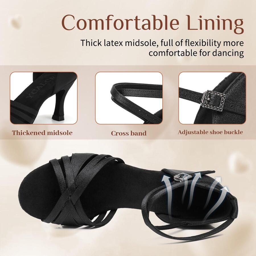 SnelShoppen Vrouwen Latijnse Dansschoen Ballroom Salsa Open Teen Sandalen Zwart voor Feest en Tango