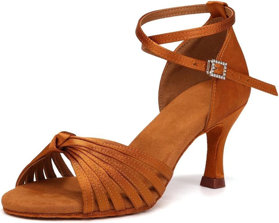 SnelShoppen Vrouwen Latin Dansschoenen Satijn Hoge Hak Open Teen Ballroom Salsa Danspraktijk Schoenen 40 EU Perfect voor Feesten en Danslessen