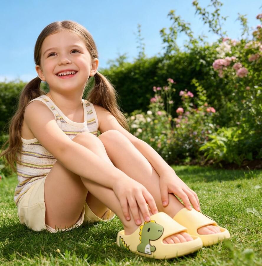 SnelShoppen Vunavueya Badslippers Antislip Zwembadslippers Strand Sandalen Kinder Zomer Teenslippers Sloffen Douche en Bad Geel