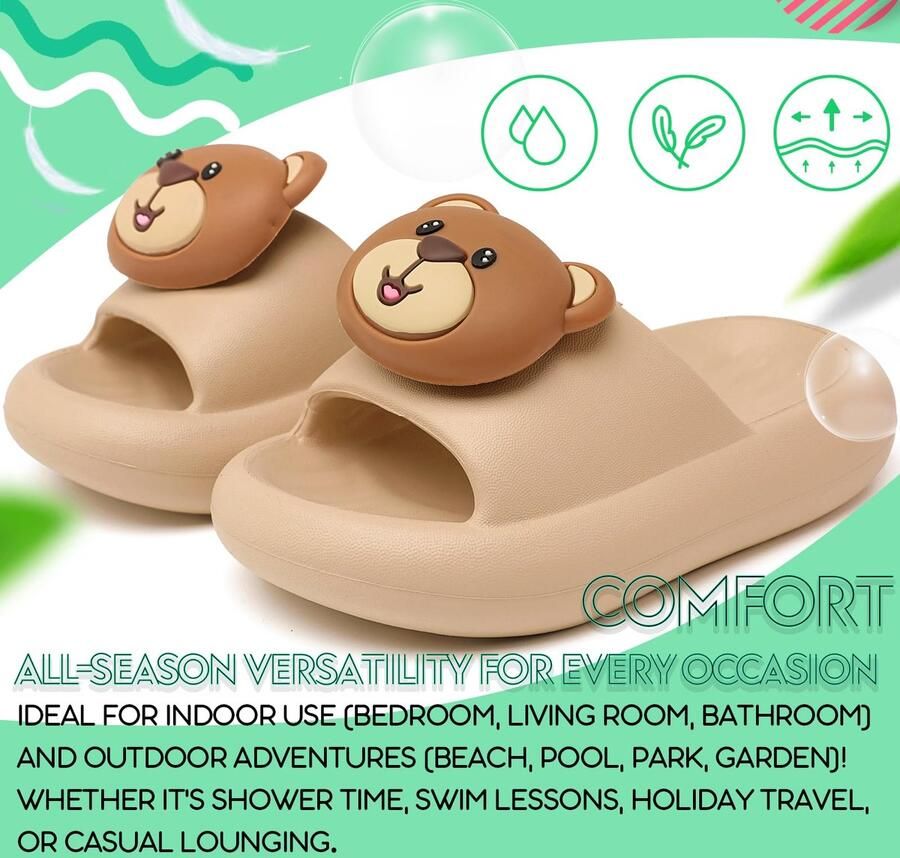 SnelShoppen Vunavueya Badslippers Antislip Zwembadslippers Strand Sandalen Kinder Zomer Teenslippers Sloffen Douche en Bad Khaki Bea