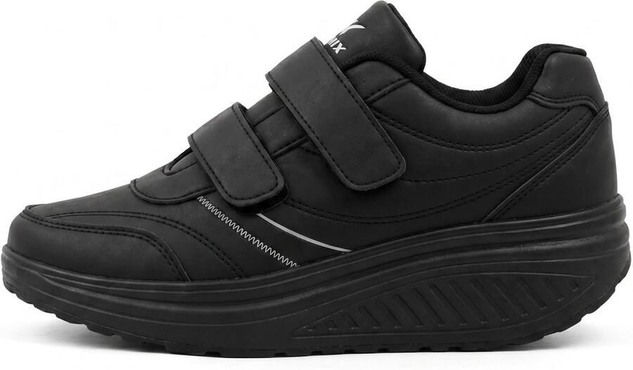 SnelShoppen Wackelschoenen voor Heren Orthopedische Sneakers met Scheuren Antislip Gevoerd Comfortabel voor Wandelen en Stevigheid Zwart