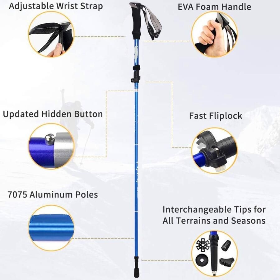 SnelShoppen Walking Poles Verstelbare Trekkingstokken Met Antishock Telescopische Opvouwbare Ultralichte Wandelschoenen Voor Senioren Ideaal