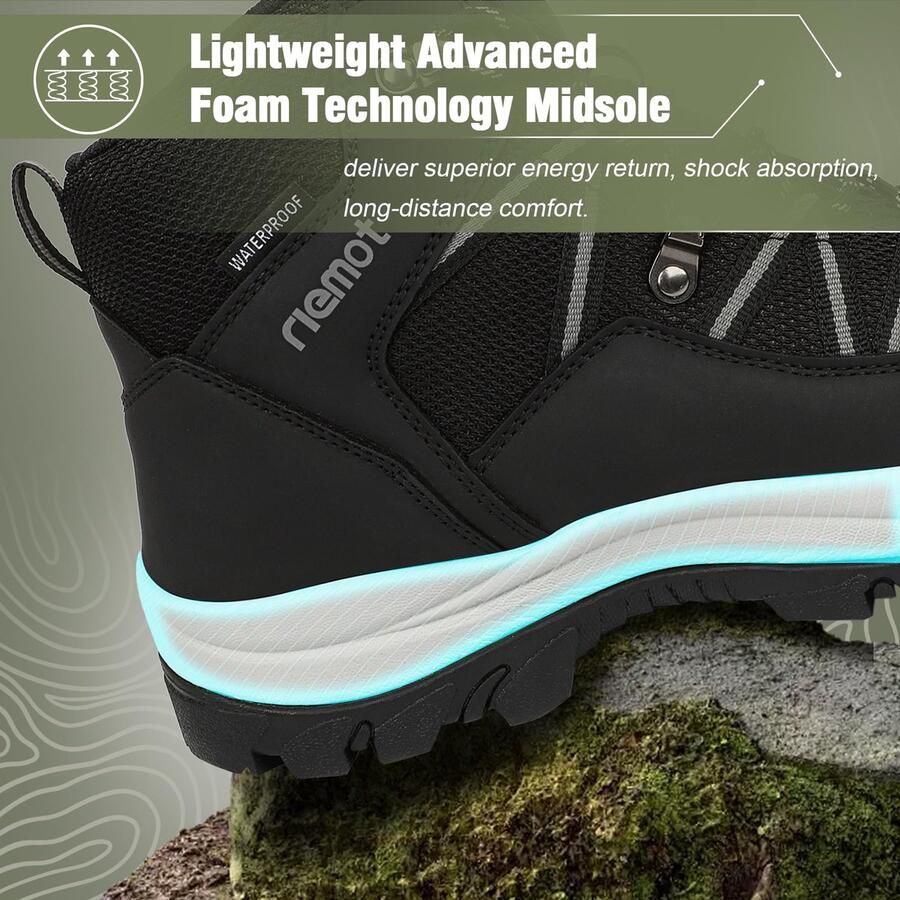 SnelShoppen Wandelschoenen Dames Hoog Waterbestendige Trekkingschoenen met Ademend Mesh PU Bovenwerk Antislip Rubberen Zool Enkelsteun en Extra I