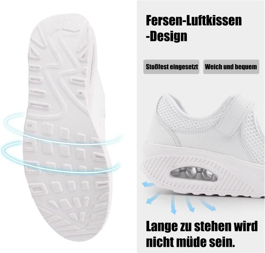 SnelShoppen Wandelschoenen Dames Lichte Sluiting Sneakers Ademend Mesh Luchtkussen Traagschuim Wit 41 EU Perfect voor Wandelen en Verpleegkundige Ge
