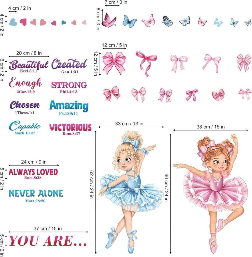 SnelShoppen Wandstickers Ballerina Meisjes Roze Inspirerende Muurstickers voor Kinderen Decoratie voor Kinderkamer Speelkamer School Waterdi