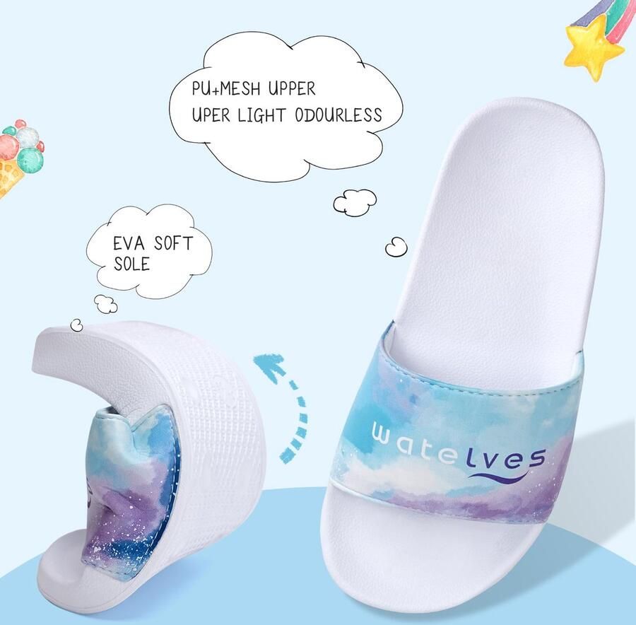 SnelShoppen WateLves Badslippers Kinderen Antislip Zomerpantoffels voor en Sterrenhemel Douche- en Strandsandalen
