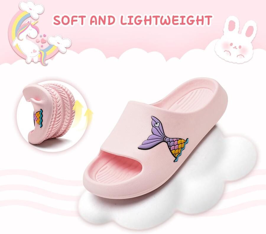 SnelShoppen WateLves Badslippers voor Kinderen Antislip Badschoenen met Zachte Dikke Zool Douche Strandpantoffels voor en Vissta