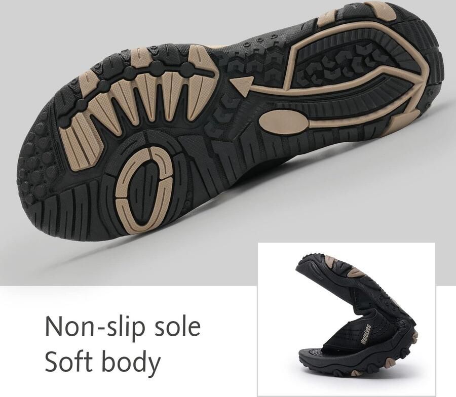 SnelShoppen WateLves Teenslippers voor Heren Zacht Leer met Voetboogondersteuning Slipvaste Slippers voor Strand en Zomer EU Zwart