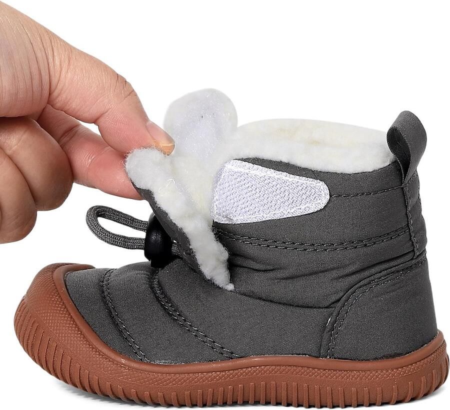 SnelShoppen Winterschoenen Baby Boots Peuterlaarzen Pluche Plat Rubber Anti-Slip EU Grijs