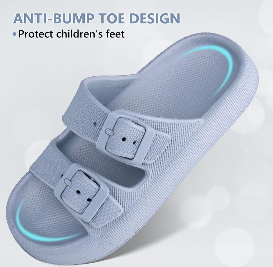 SnelShoppen WYSFLY Kids Cloud Slides Verstelbare Dubbele Gesp EVA Platte Sandalen Zomer Kussen Slippers Douche Strand Zwembad Slider