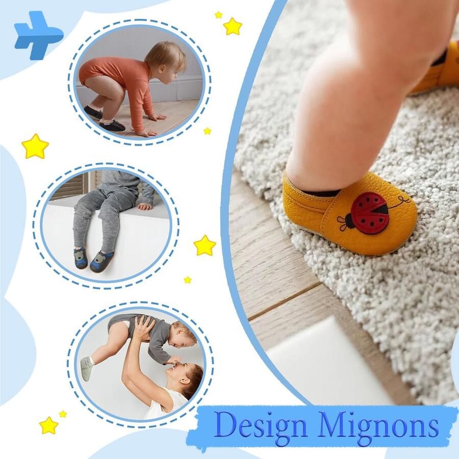 SnelShoppen YIHAKIDS Babyschoenen Zacht Leer voor en Eerste Stapjes Pantoffels Bruin Vos 21 22