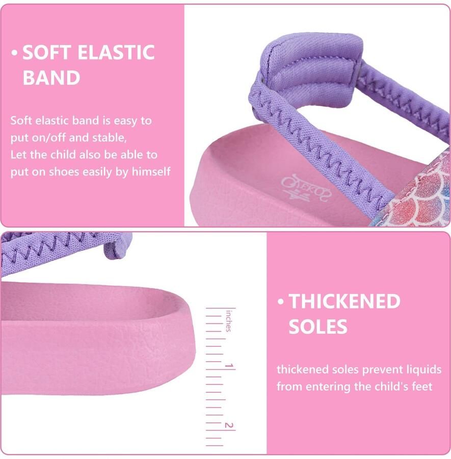 SnelShoppen Youecci Sandalen voor Kinderen Antislip Doucheslippers Platte Slippers voor en Roze Schubben EU Étroit Idea