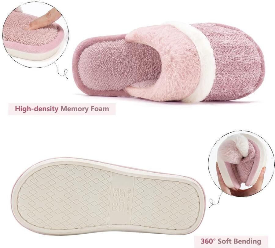 SnelShoppen Zachte Pluche Pantoffels Dames met Memory Foam Slip-on Comfort Pantoffels voor Binnen en Buiten Creatieve Geschenken voor Vrouwen en