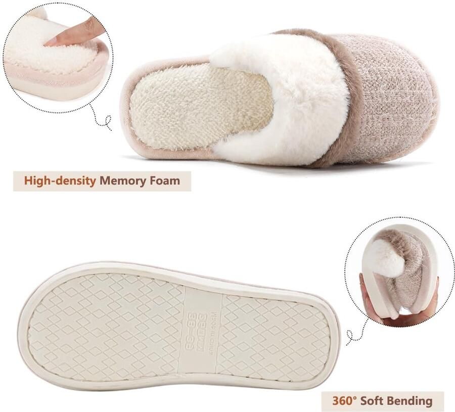 SnelShoppen Zachte Pluche Pantoffels Dames met Memory Foam Slip-on Indoor en Outdoor Pantoffels Behaaglijke Huispantoffels voor Vrouwen en Manne