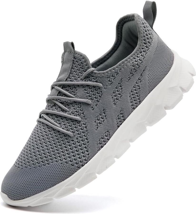 SnelShoppen ZDFQLGV Sneakers Heren Ademend Lichtgewicht Sportschoenen voor Hardlopen Tennis Fitness Outdoor Wandelen Joggen Lichtgrijs